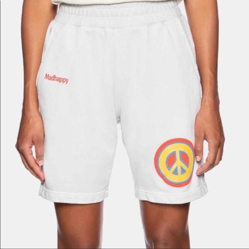 NWOT Madhappy Peace Sign Sweat Shorts in Light Blue